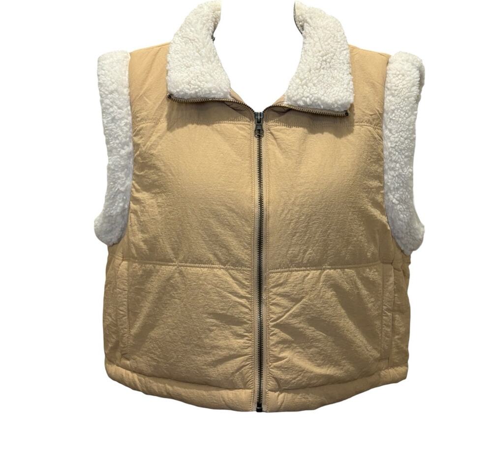 New Thread & Supply Light Tan Sherpa Lined Vest Large